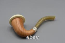 Mahogany Wood Sherlock Holmes Pipe W Block Meerschaum Cap Handmade Case#1143