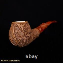 Masonic Block Meerschaum Pipe, Freemasonry Gift, Mason Pipe, Shriner CASE AGM313