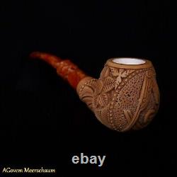 Masonic Block Meerschaum Pipe, Freemasonry Gift, Mason Pipe, Shriner CASE AGM313