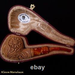 Masonic Block Meerschaum Pipe, Freemasonry Gift, Mason Pipe, Shriner CASE AGM313