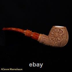 Masonic Block Meerschaum Pipe, Freemasonry Gift, Mason Pipe, Shriner CASE AGM313