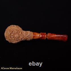 Masonic Block Meerschaum Pipe, Freemasonry Gift, Mason Pipe, Shriner CASE AGM313