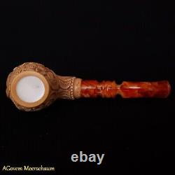 Masonic Block Meerschaum Pipe, Freemasonry Gift, Mason Pipe, Shriner CASE AGM313