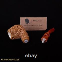 Masonic Block Meerschaum Pipe, Freemasonry Gift, Mason Pipe, Shriner CASE AGM313