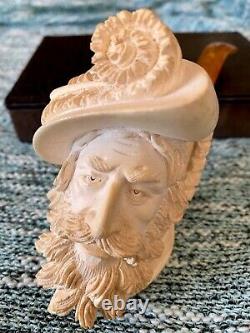Massive Turkish Block Meerschaum Pipe Master Carved Very Nice Carving