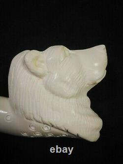 Meerschaum 100% block hand carved BEAR by CELEBI in Turkey in custom case