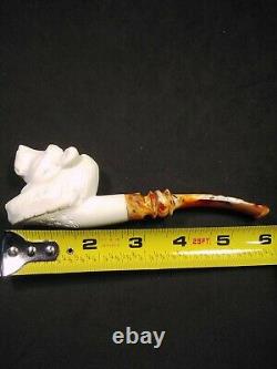 Meerschaum 100% block hand carved BEAR by CELEBI in Turkey in custom case