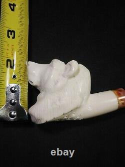 Meerschaum 100% block hand carved BEAR by CELEBI in Turkey in custom case