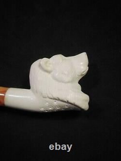 Meerschaum 100% block hand carved BEAR by CELEBI in Turkey in custom case