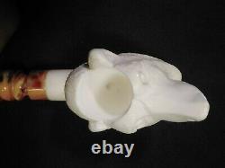 Meerschaum 100% block hand carved BEAR by CELEBI in Turkey in custom case