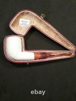 Meerschaum 100% block pipe carved by CELEBI in Turkey bill, bowl lines straight