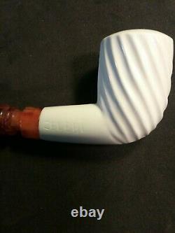 Meerschaum 100% block pipe carved by CELEBI in Turkey bill, bowl lines straight