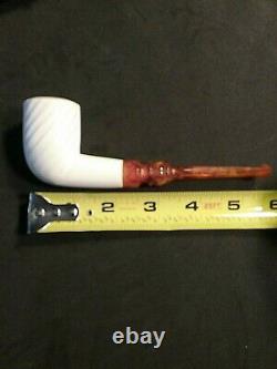 Meerschaum 100% block pipe carved by CELEBI in Turkey bill, bowl lines straight