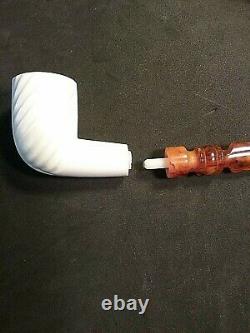 Meerschaum 100% block pipe carved by CELEBI in Turkey bill, bowl lines straight