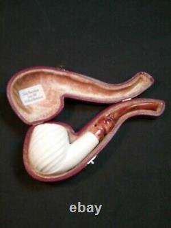 Meerschaum 100% block pipe hand carved by CELEBI in Turkey carved small bent