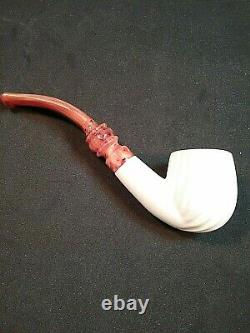 Meerschaum 100% block pipe hand carved by CELEBI in Turkey carved small bent