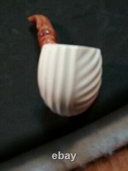 Meerschaum 100% block pipe hand carved by CELEBI in Turkey carved small bent