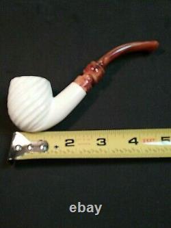 Meerschaum 100% block pipe hand carved by CELEBI in Turkey carved small bent