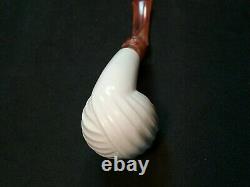 Meerschaum 100% block pipe hand carved by CELEBI in Turkey carved small bent