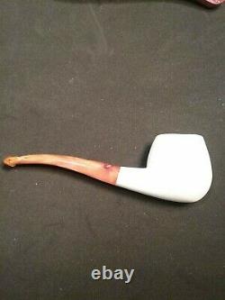 Meerschaum 100% block pipe hand carved by CELEBI in Turkey smooth oval slt. Bent