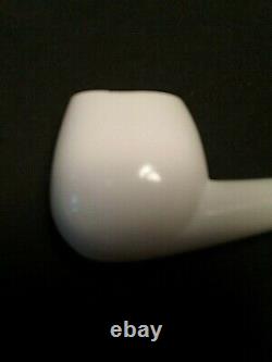 Meerschaum 100% block pipe hand carved by CELEBI in Turkey smooth oval slt. Bent