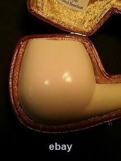 Meerschaum 100% block pipe hand carved by CELEBI in Turkey smooth oval slt. Bent