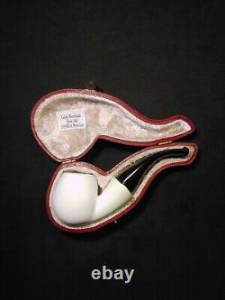 Meerschaum 100% block pipe hand carved by CELEBI in Turkey smooth small bent