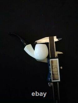 Meerschaum 100% block pipe hand carved by CELEBI in Turkey smooth small bent