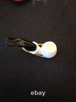 Meerschaum 100% block pipe hand carved by CELEBI in Turkey smooth small bent