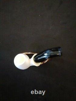 Meerschaum 100% block pipe hand carved by CELEBI in Turkey smooth small bent