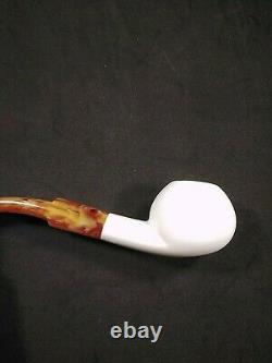 Meerschaum 100% block pipe hand carved by CELEBI in Turkey smooth small bent