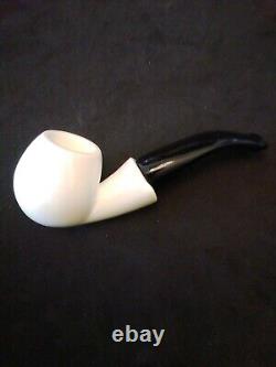 Meerschaum 100% block pipe hand carved by CELEBI in Turkey smooth small bent