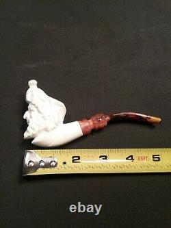 Meerschaum BACCHUS 100%block handcarved by CELEBI inTurkey new Pipe in case