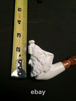 Meerschaum BACCHUS 100%block handcarved by CELEBI inTurkey new Pipe in case