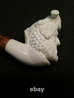 Meerschaum BACCHUS 100%block handcarved by CELEBI inTurkey new Pipe in case