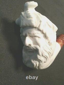 Meerschaum BACCHUS 100%block handcarved by CELEBI inTurkey new Pipe in case