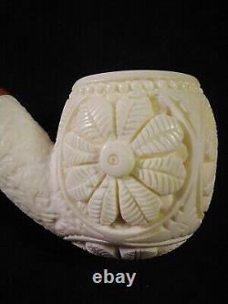 Meerschaum FLOWERS 100% block hand carved by CELEBI in Turkey new Pipe in case