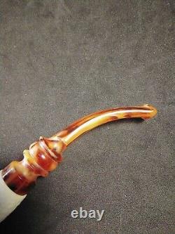 Meerschaum FLOWERS 100% block hand carved by CELEBI in Turkey new Pipe in case