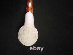 Meerschaum FLOWERS 100% block hand carved by CELEBI in Turkey new Pipe in case