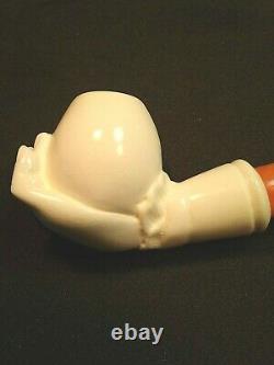 Meerschaum LADY EGG 100%block hand carved by CELEBI in Turkey new Pipe in case