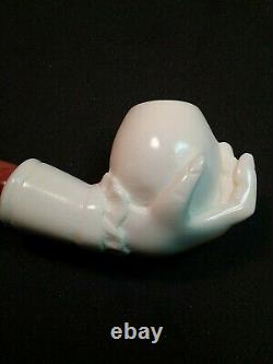 Meerschaum LADY EGG 100%block hand carved by CELEBI in Turkey new Pipe in case