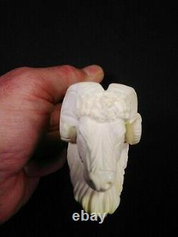 Meerschaum RAM 100%block hand carved by CELEBI in Turkey new Pipe in case