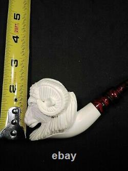 Meerschaum RAM 100%block hand carved by CELEBI in Turkey new Pipe in case