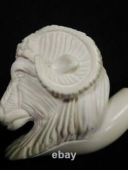 Meerschaum RAM 100%block hand carved by CELEBI in Turkey new Pipe in case