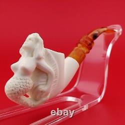 Mermaid Block Meerschaum Pipe, With Case, Unique Meerschaum Pipes, Nude Lady