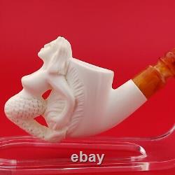 Mermaid Block Meerschaum Pipe, With Case, Unique Meerschaum Pipes, Nude Lady