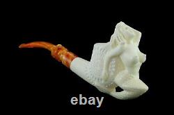 Mermaid Smoking Pipe Block Meerschaum-NEW Handmade Custom Made Fitted Case#1250