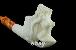 Mermaid Smoking Pipe Block Meerschaum-NEW Handmade Custom Made Fitted Case#1250