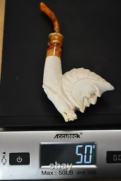 Moon And Dragon Pipe Block Meerschaum-NEW With Case#424