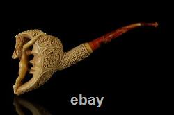 Moon Lady Pipe By Kenan Natural Block Meerschaum Handmade NEW Custom Case#1535